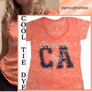 Tie-Dye Look T-Shirt Oceanside California Summer Beach Vibes Burnout Graphic T